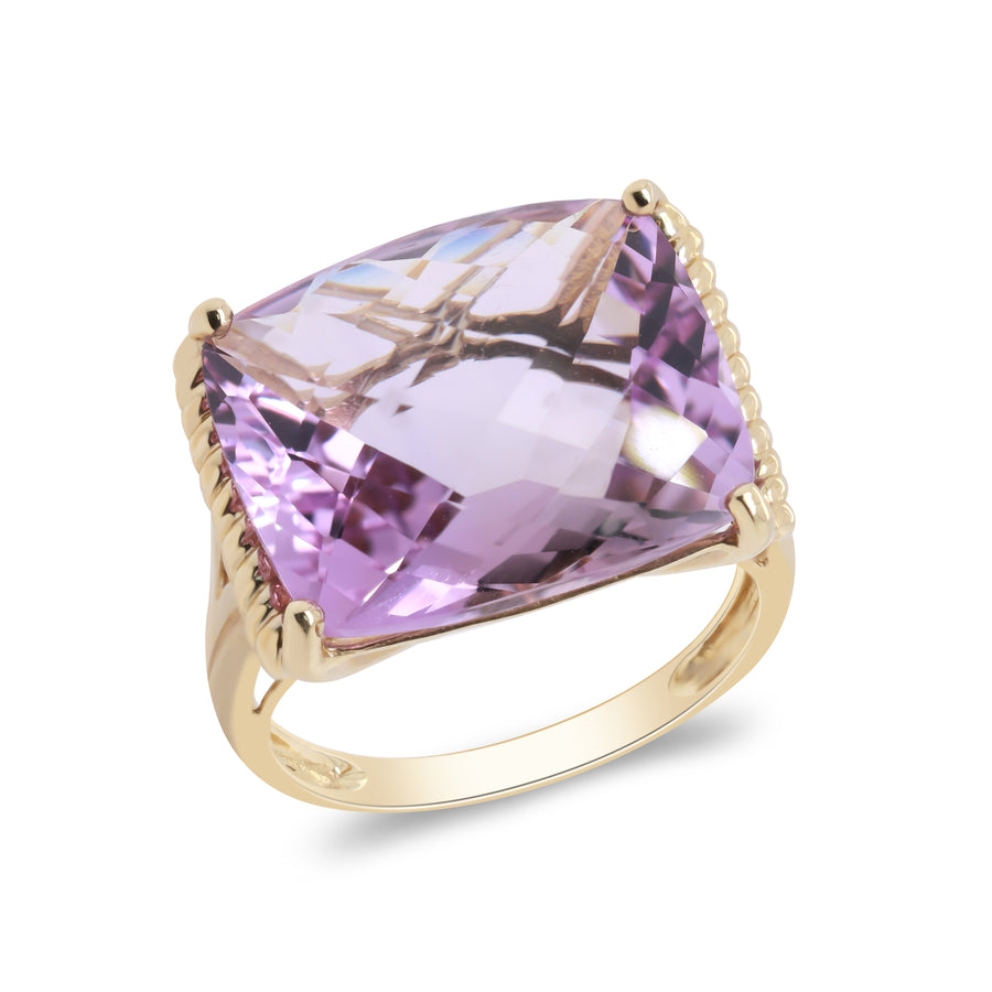 Angelique 10K Yellow Gold Cushion-Cut Pink Brazilian Amethyst Ring