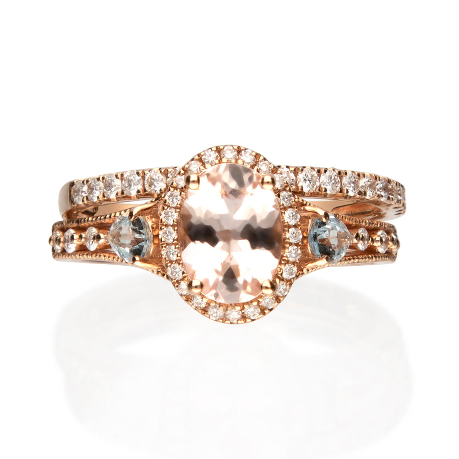 Heaven 14K Rose Gold Oval-Cut Madagascar Morganite Ring