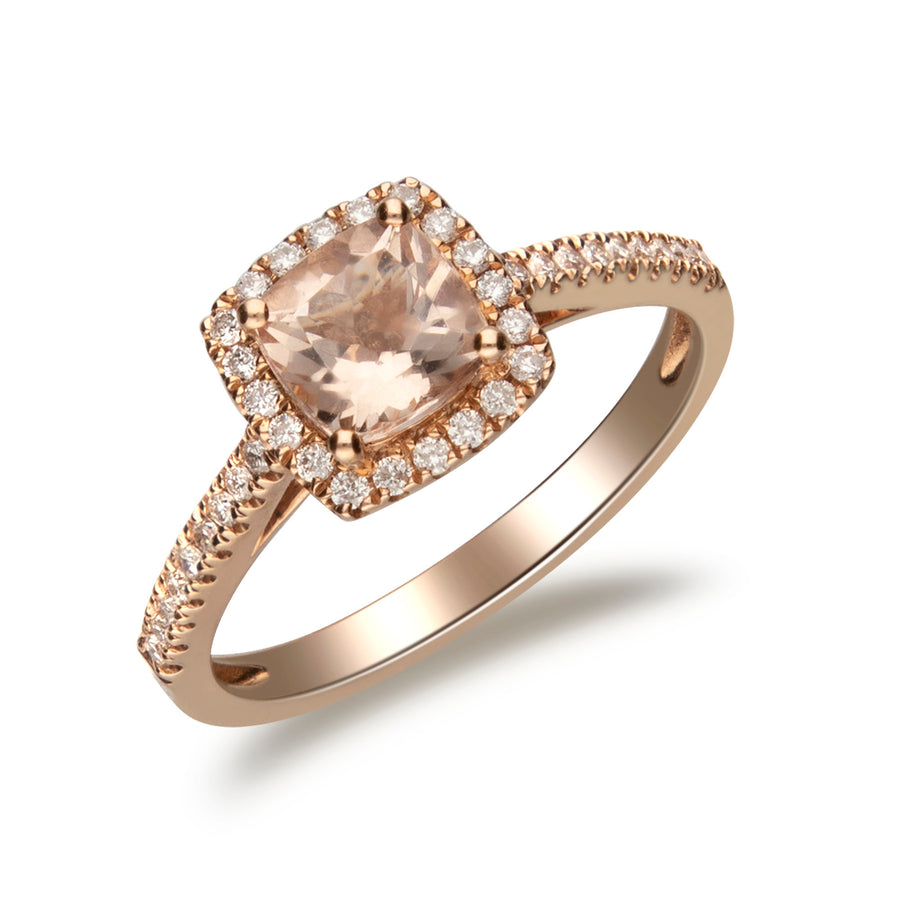 Amalia 14K Rose Gold Cushion-Cut Madagascar Morganite Ring