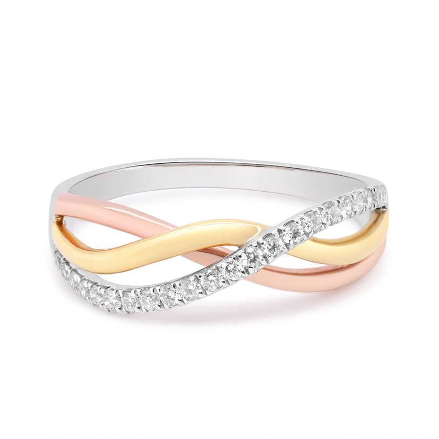 Alaina 10K Triple Tone Gold Round-Cut White Diamond Ring