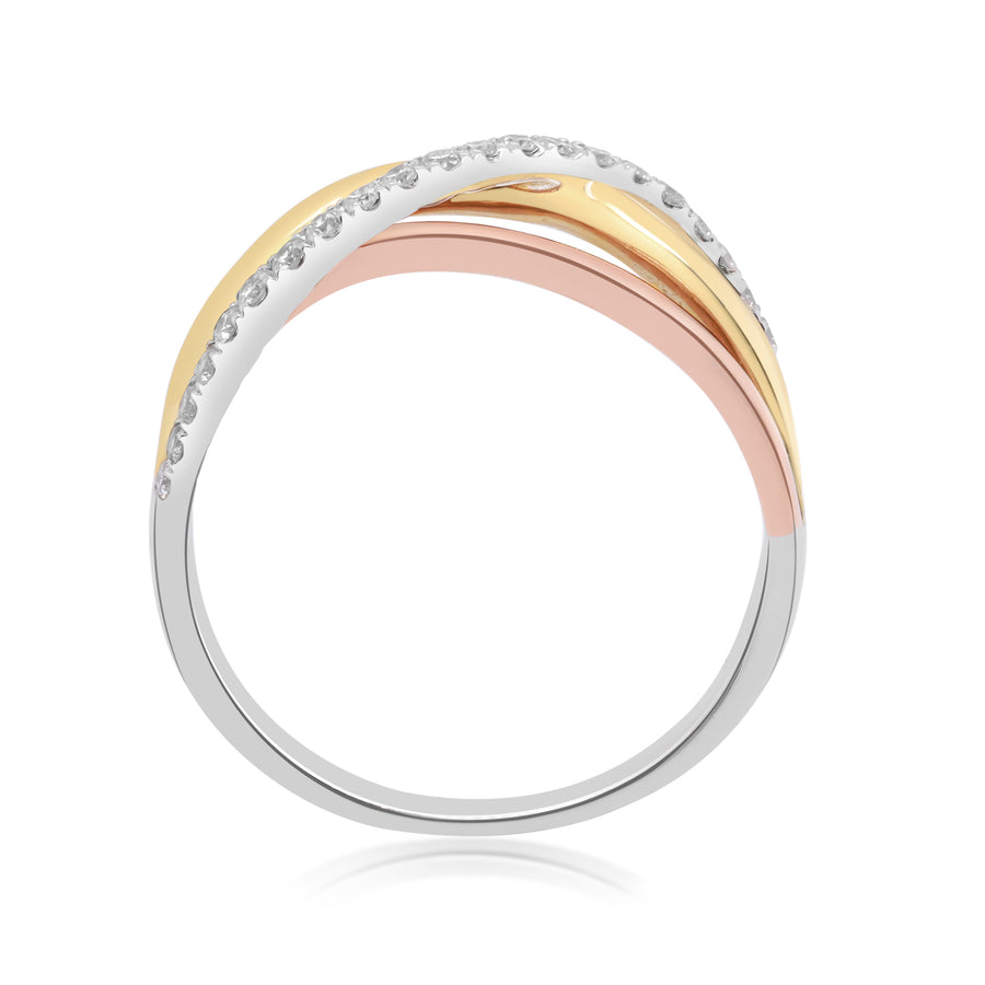 Alaina 10K Triple Tone Gold Round-Cut White Diamond Ring