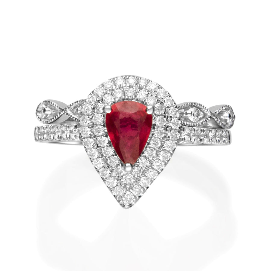 Kaitlyn 14K White Gold Pear-Cut Mozambique Ruby Ring