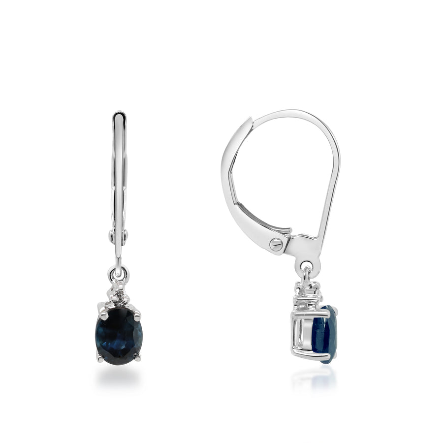 Paloma 10K White Gold Oval-Cut Ceylon Ceylon Blue Sapphire Earring