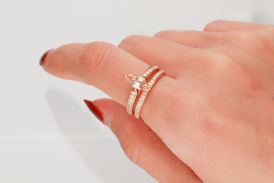 Ensley 14K Rose Gold Marquise-Cut Madagascar Morganite Ring