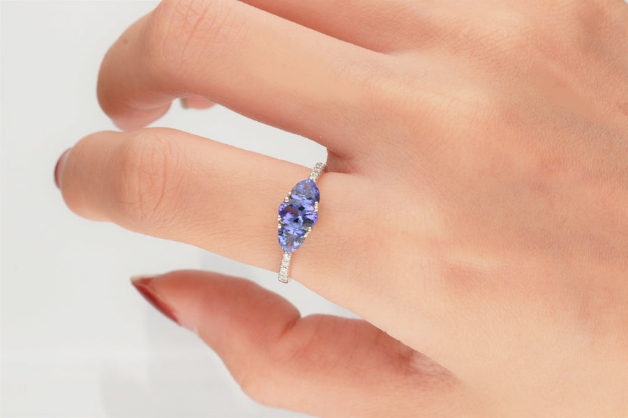 Alisson 10K White Gold Oval-Cut Tanzanian Tanzanite Ring