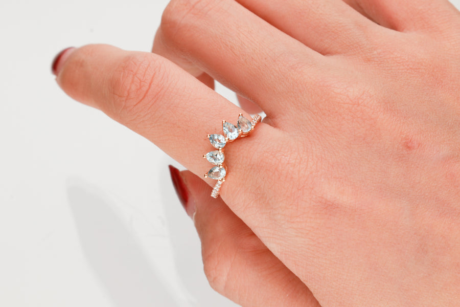 Alina 18K Rose Gold Pear-Cut Brazilian Aquamarine Ring