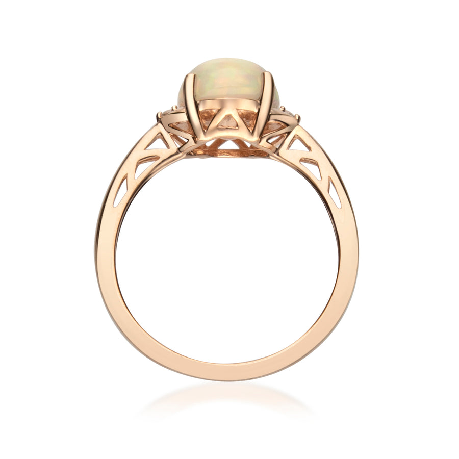 Chelsea 10K Rose Gold Oval-Cut Natural African Opal Ring