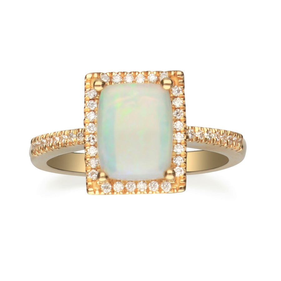 Kaiya 14K Yellow Gold Cushion-Cut Natural African Opal Ring