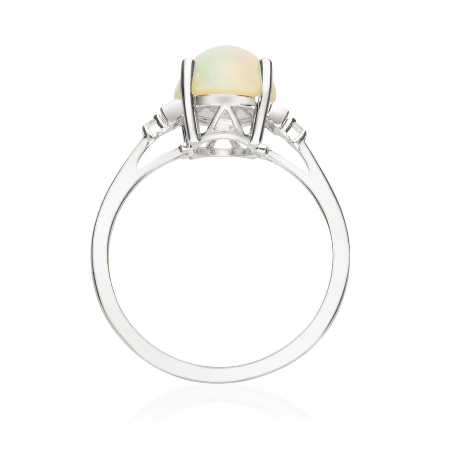 Bristol 10K White Gold Oval-Cut Natural African Opal Ring