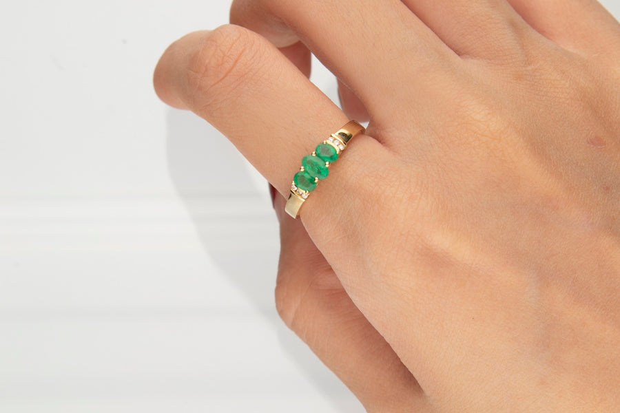 Aliyah 14K Yellow Gold Oval-Cut Natural Zambian Emerald Ring