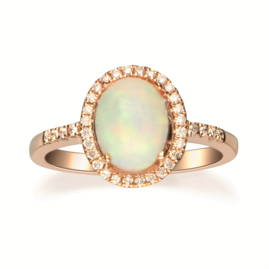 Rylee 14K Rose Gold Round-Cut Natural African Opal Ring