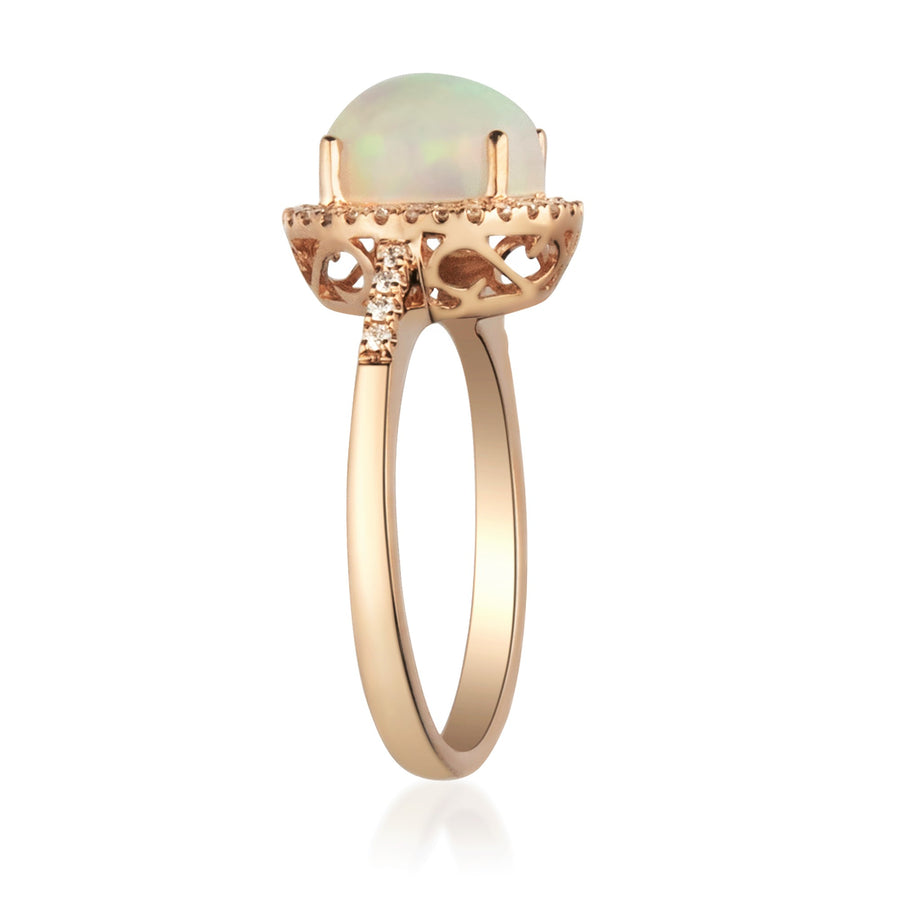 Rylee 14K Rose Gold Round-Cut Natural African Opal Ring