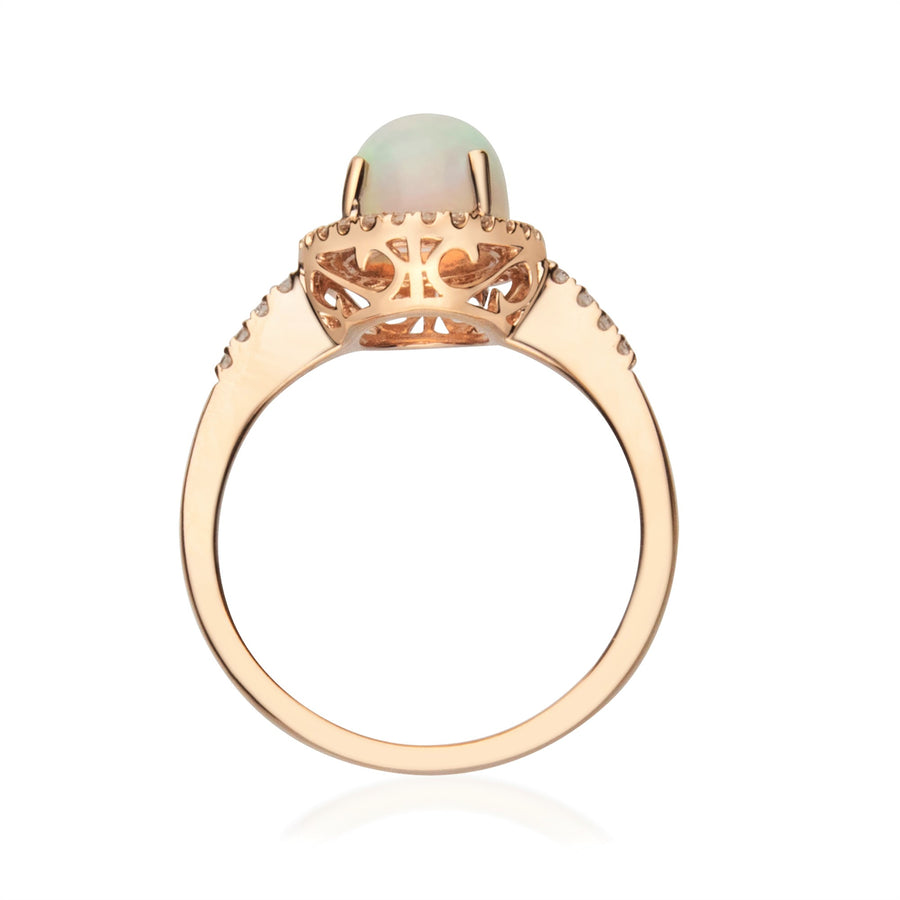 Rylee 14K Rose Gold Round-Cut Natural African Opal Ring