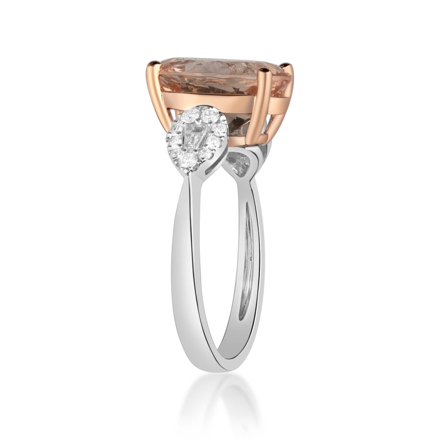 Iris 14K Two Tone Gold Oval-Cut Madagascar Morganite Ring