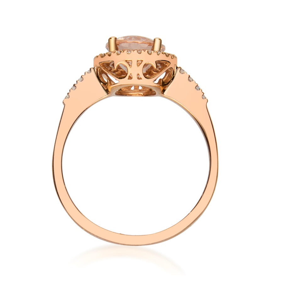 Helena 10K Rose Gold Oval-Cut Madagascar Morganite Ring