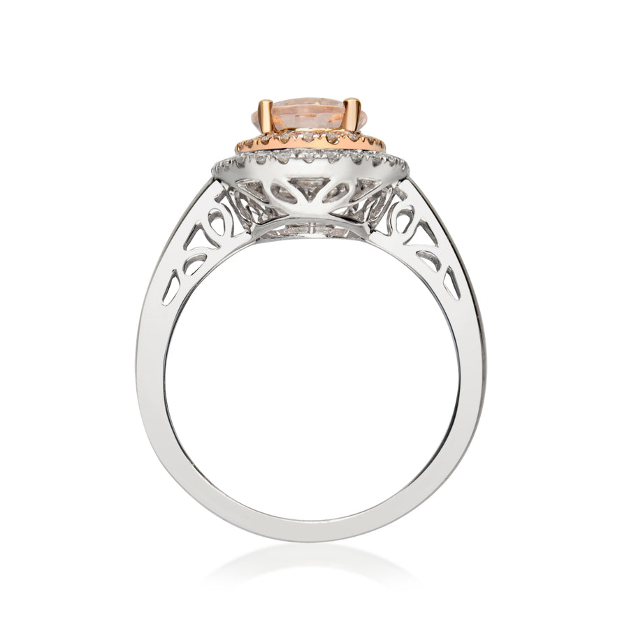 Daisy 14K Two Tone Gold Oval-Cut Madagascar Morganite Ring