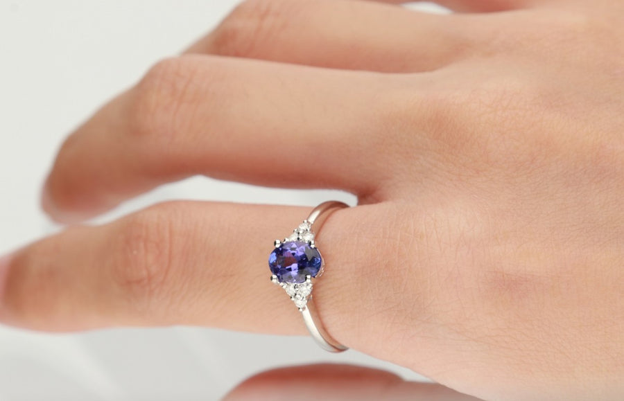 Bonnie 14K White Gold Oval-Cut Tanzanian Tanzanite Ring