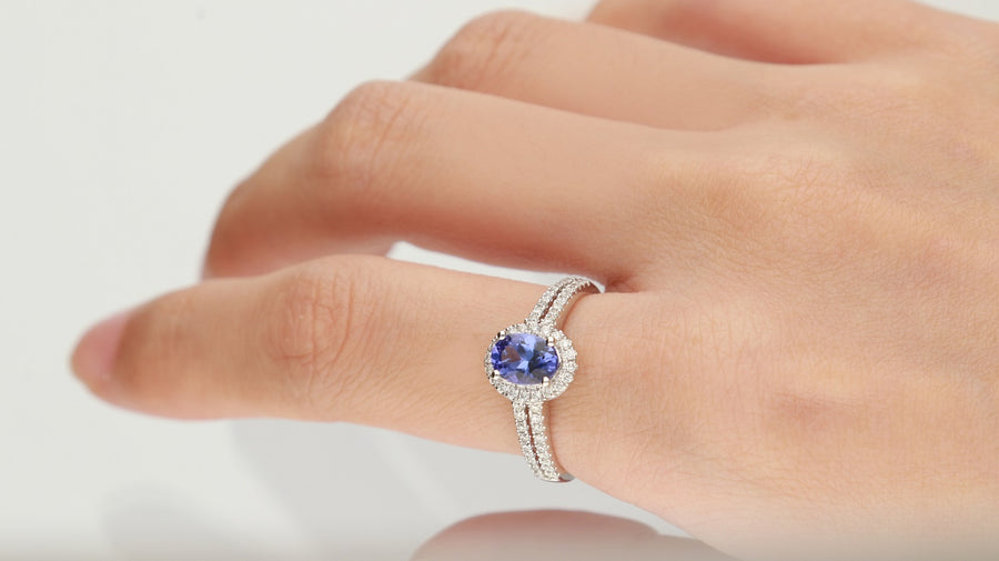 Emilia 14K White Gold Oval-Cut Tanzanian Tanzanite Ring