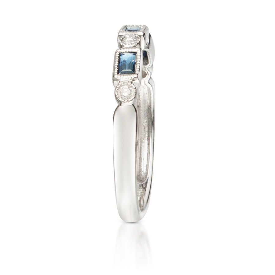 Sofia 14K White Gold Baguette-cut Ceylon Blue Sapphire Ring