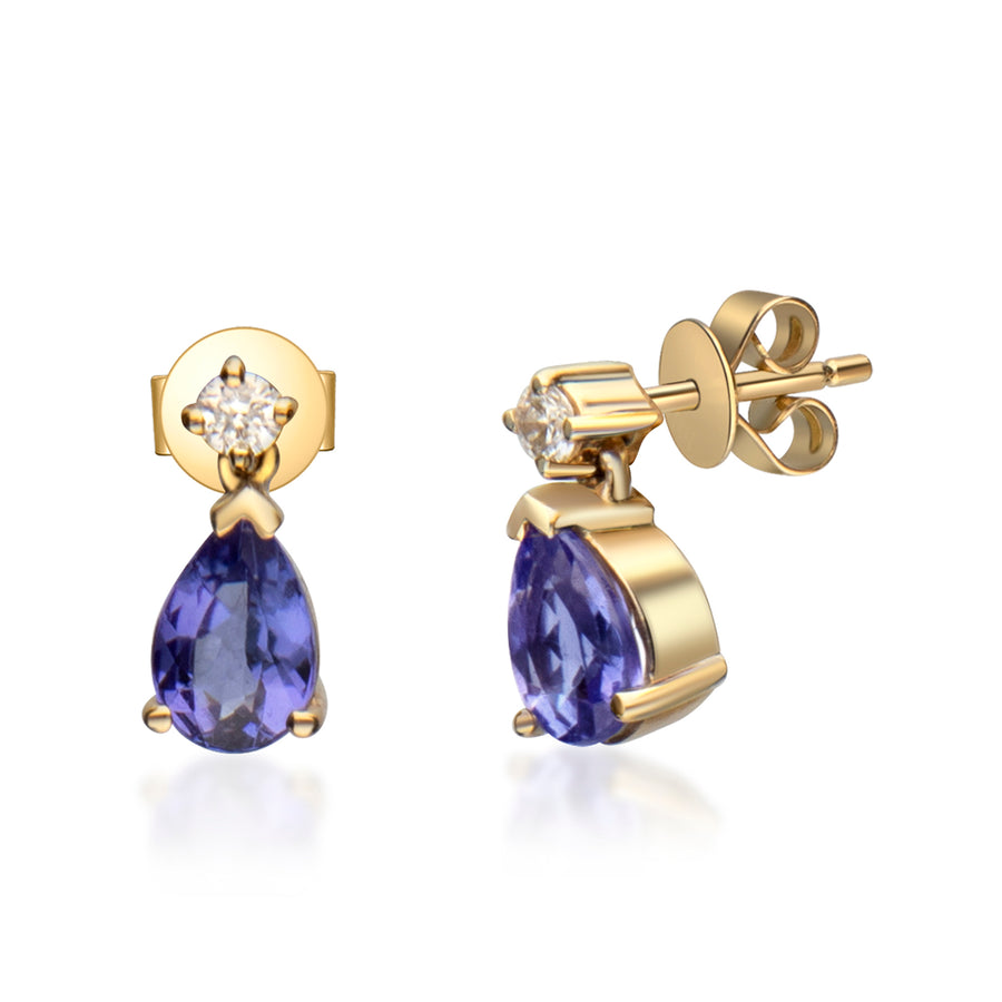 Anika 14K Yellow Gold Pear-Cut Tanzanian Tanzanite Earring