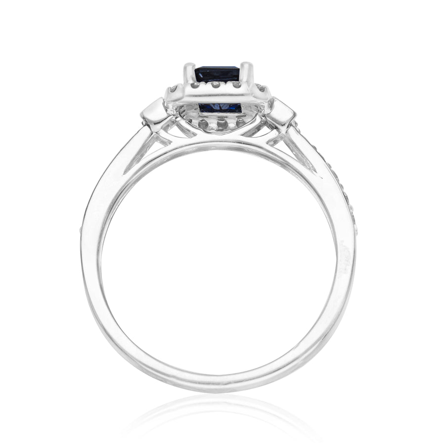 Ainhoa 14K White Gold Emerald-Cut Ceylon Blue Sapphire Ring