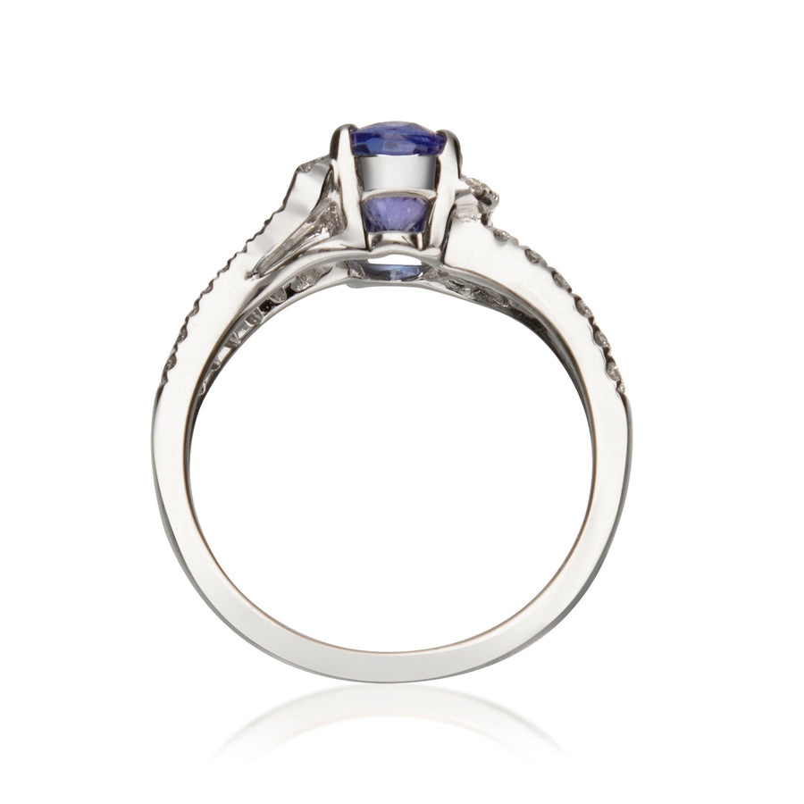 Bria 14K White Gold Oval-Cut Tanzanian Tanzanite Ring