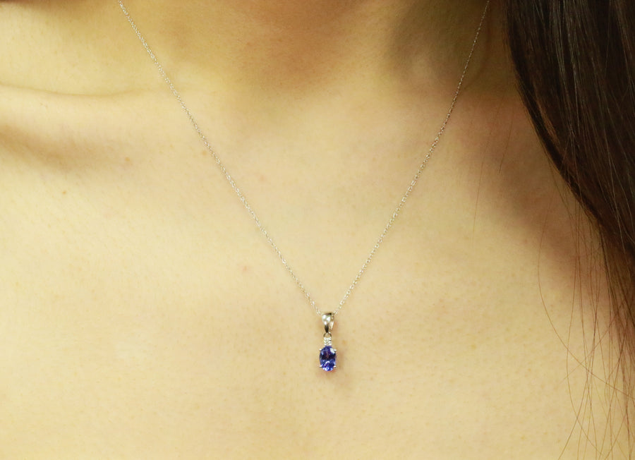 Brylee 14K White Gold Oval-Cut Tanzanian Tanzanite Pendant