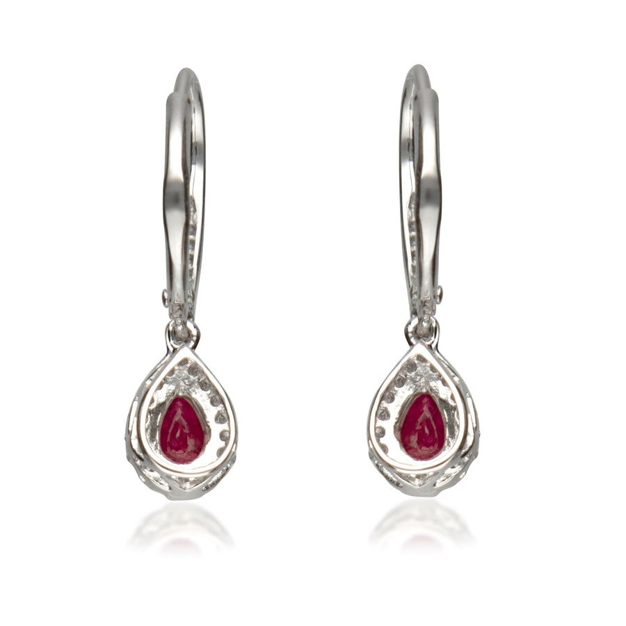 Heel 10K White Gold Pear-Cut Mozambique Ruby Earring