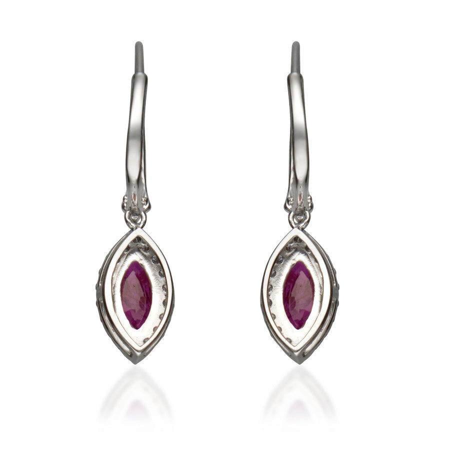 Riley 14K White Gold Marquise-Cut  Mozambique Ruby Earrings