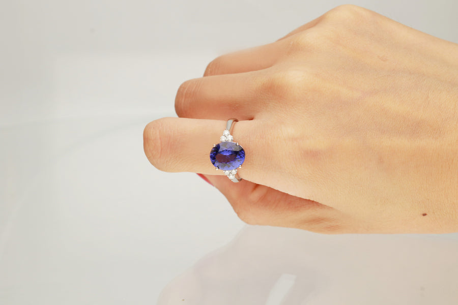 Abby 14K White Gold Oval-Cut Tanzanian Tanzanite Ring