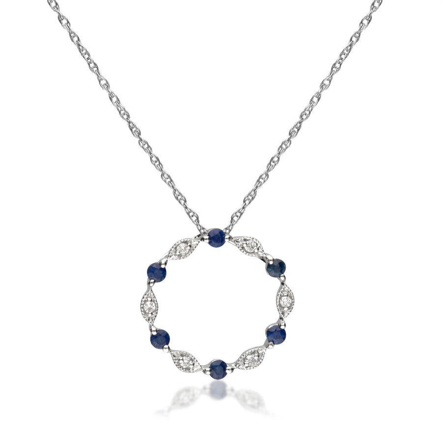 Emmy 10K White Gold Round-cut Ceylon Blue Sapphire Pendant