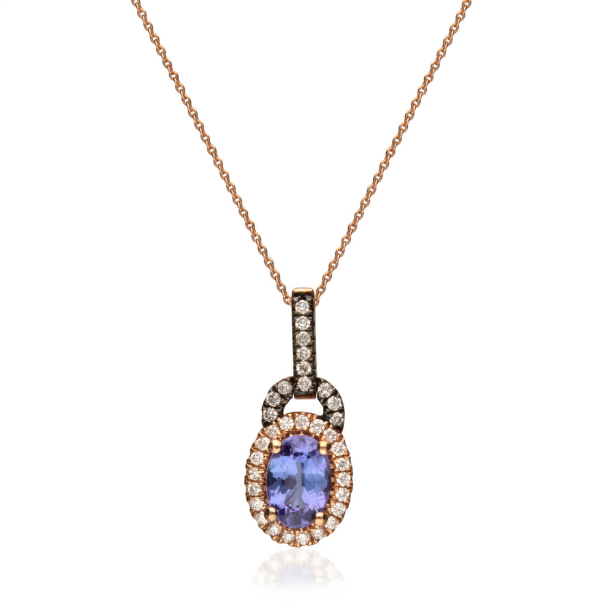 Amelia 10K Rose Gold Oval-Cut Tanzanian Tanzanite Pendant