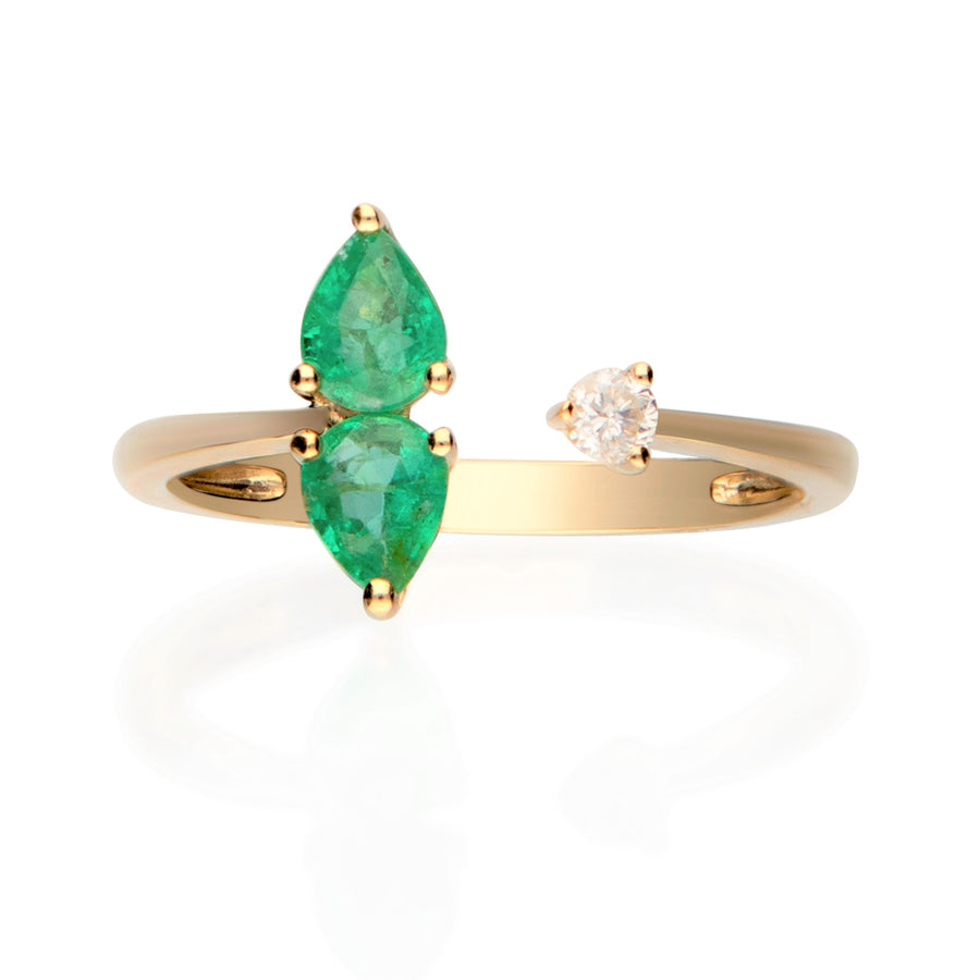 Enchanting Beauty: Zola 14K Yellow Gold Ring with Pear-Cut Natural Zambian Emerald