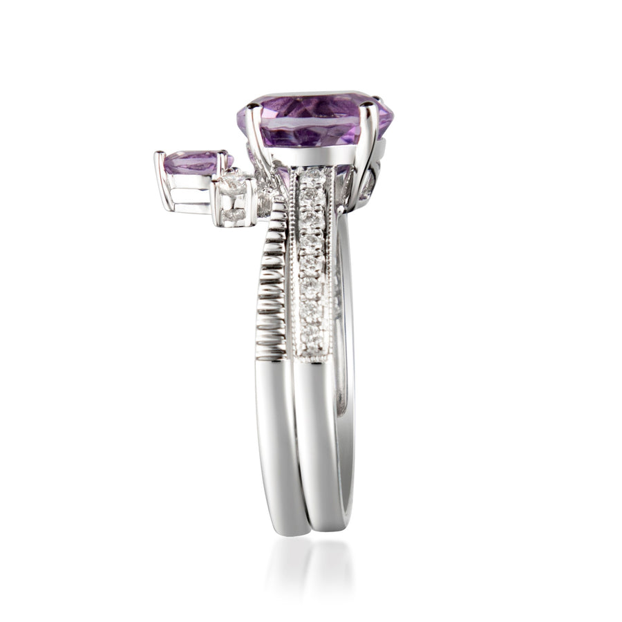 Dixie 14K White Gold Round-Cut Pink Brazilian Amethyst Ring