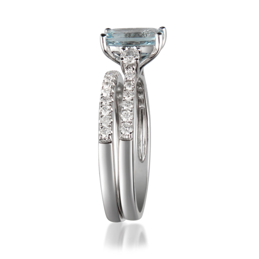 Gia 14K White Gold Cushion-Cut Brazilian Aquamarine Ring