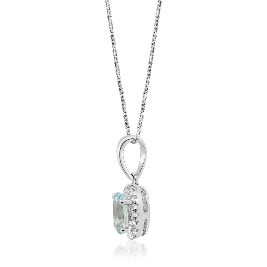 Aniyah 10K White Gold Oval-Cut Brazilian Aquamarine Pendant