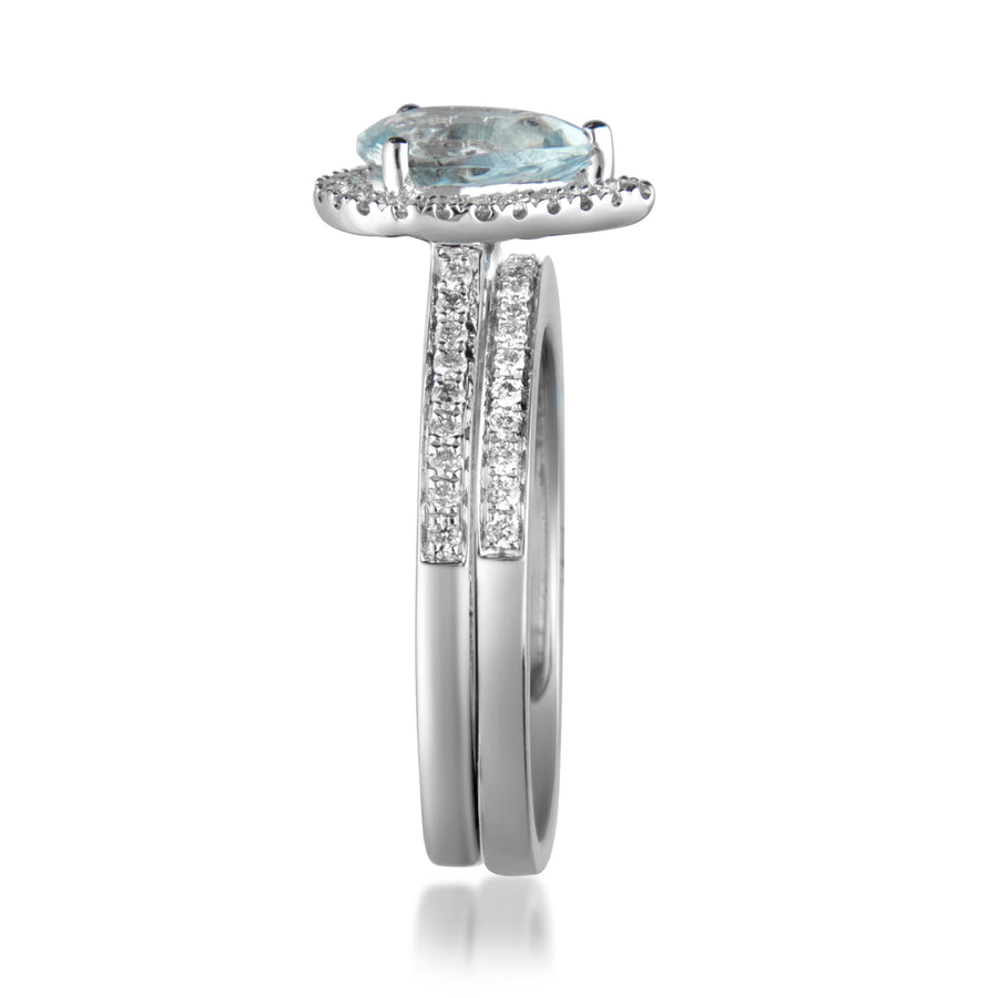 Hadlee 14K White Gold Pear-Cut Brazilian Aquamarine Ring