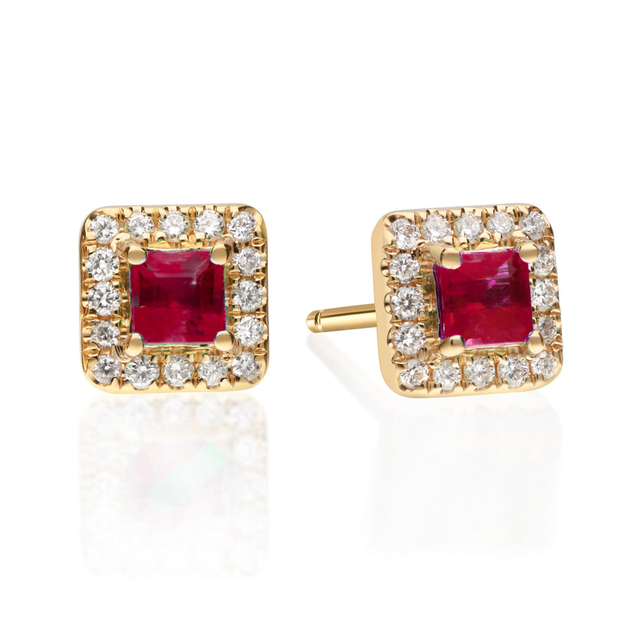 Maryam 10K Yellow Gold Square-Cut Mozambique Ruby Earrings