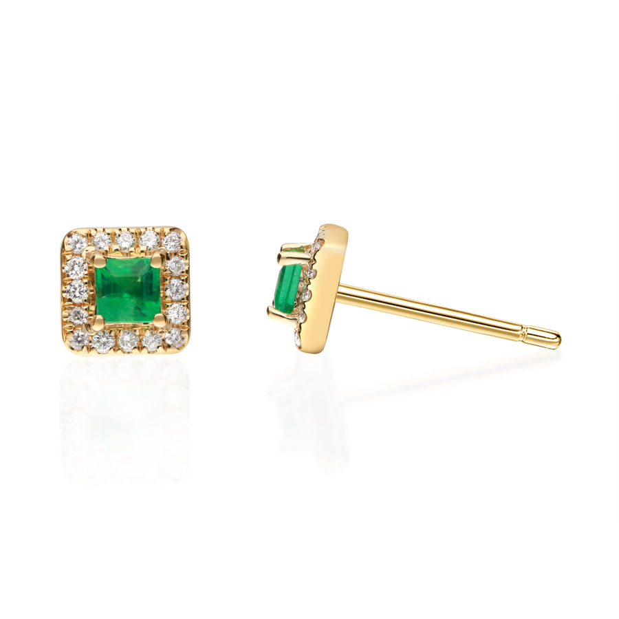 Brooklynn 10K Yellow Gold Square-Cut Natural Zambian Emerald Earring