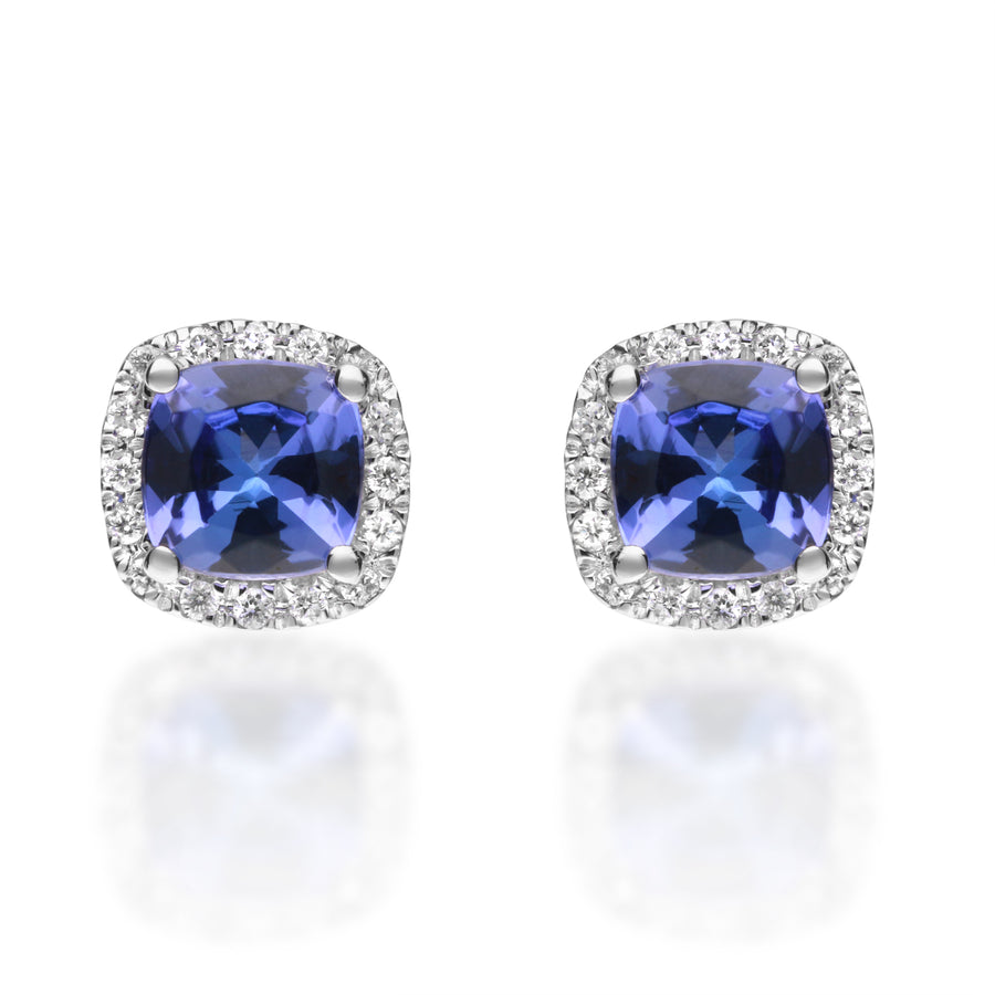 Alivia 14K White Gold Cushion-Cut Tanzanian Tanzanite Earring