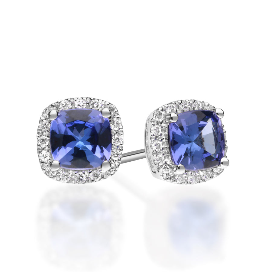 Alivia 14K White Gold Cushion-Cut Tanzanian Tanzanite Earring