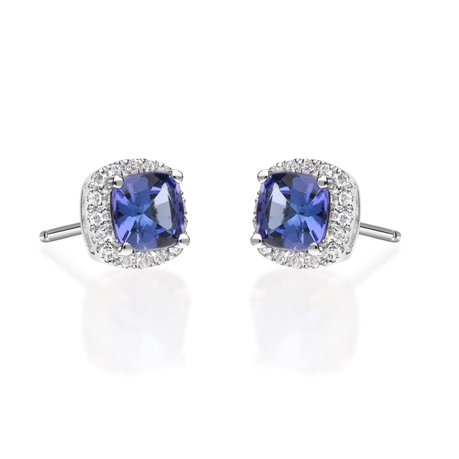 Alivia 14K White Gold Cushion-Cut Tanzanian Tanzanite Earring