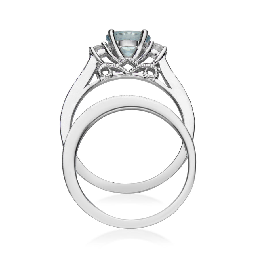 Emmy 14K White Gold Round-Cut Brazilian Aquamarine Ring