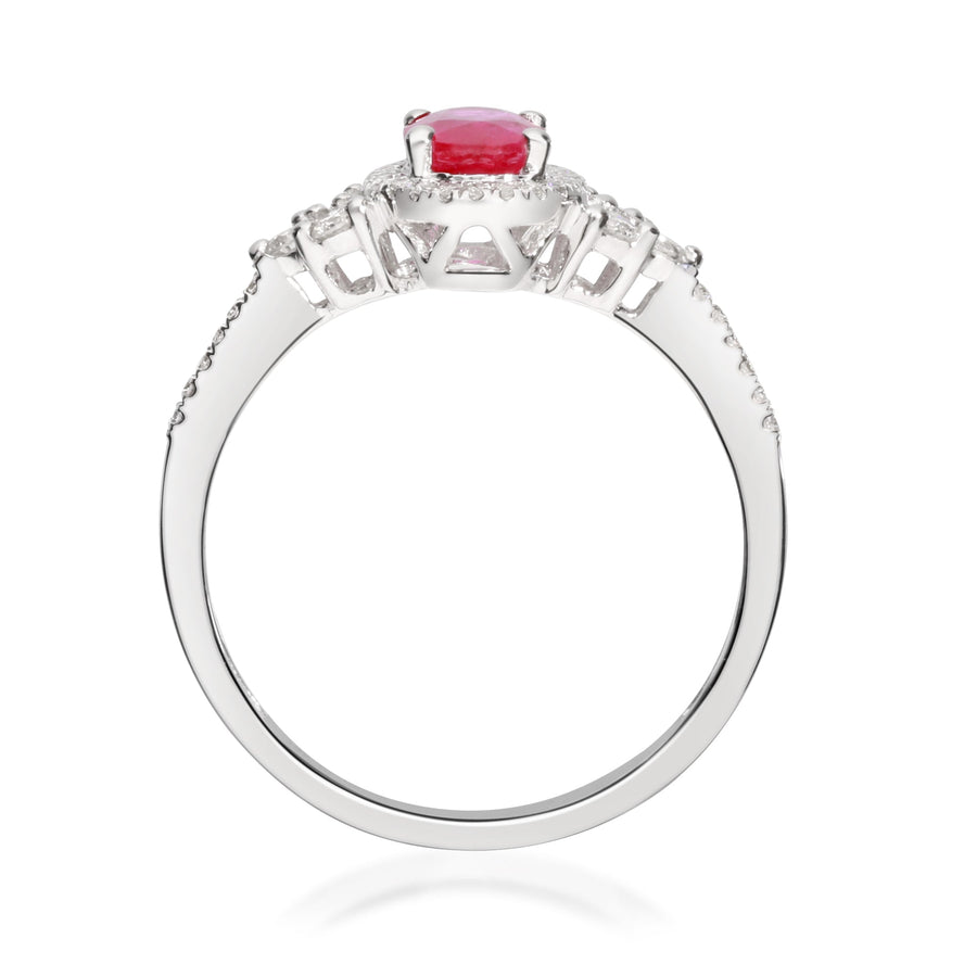 Amara 14K White Gold Oval-Cut Mozambique Ruby Ring