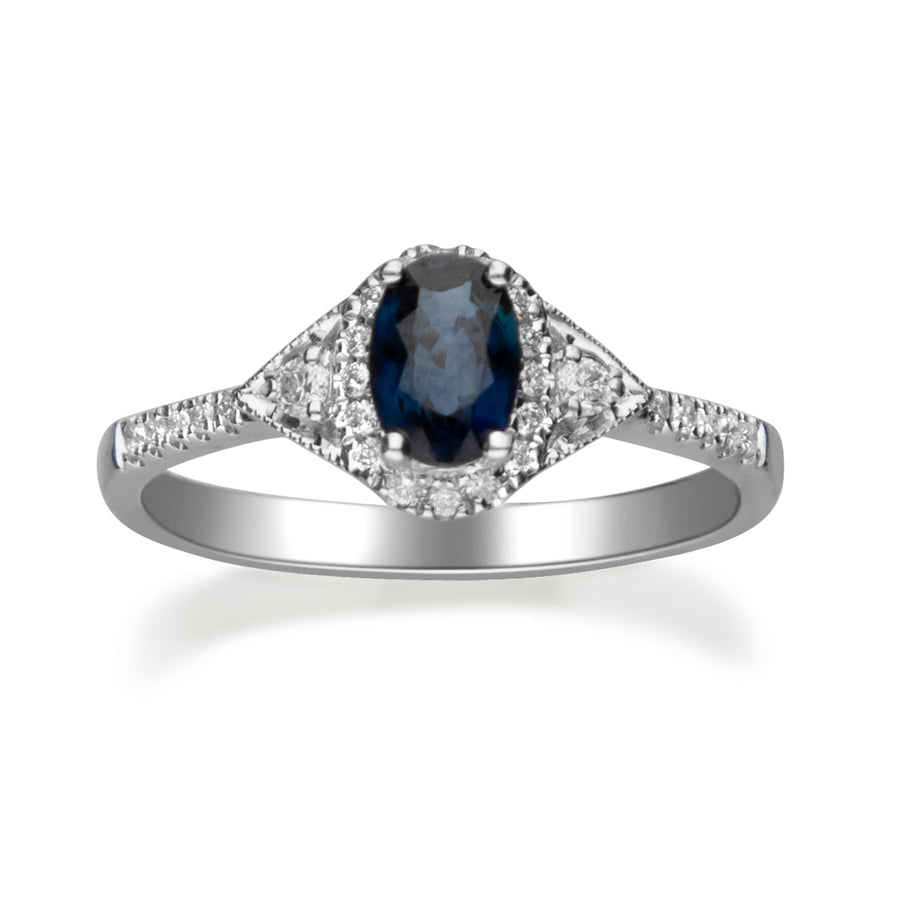 Lucia 10K White Gold Oval-Cut Ceylon Blue Sapphire Ring