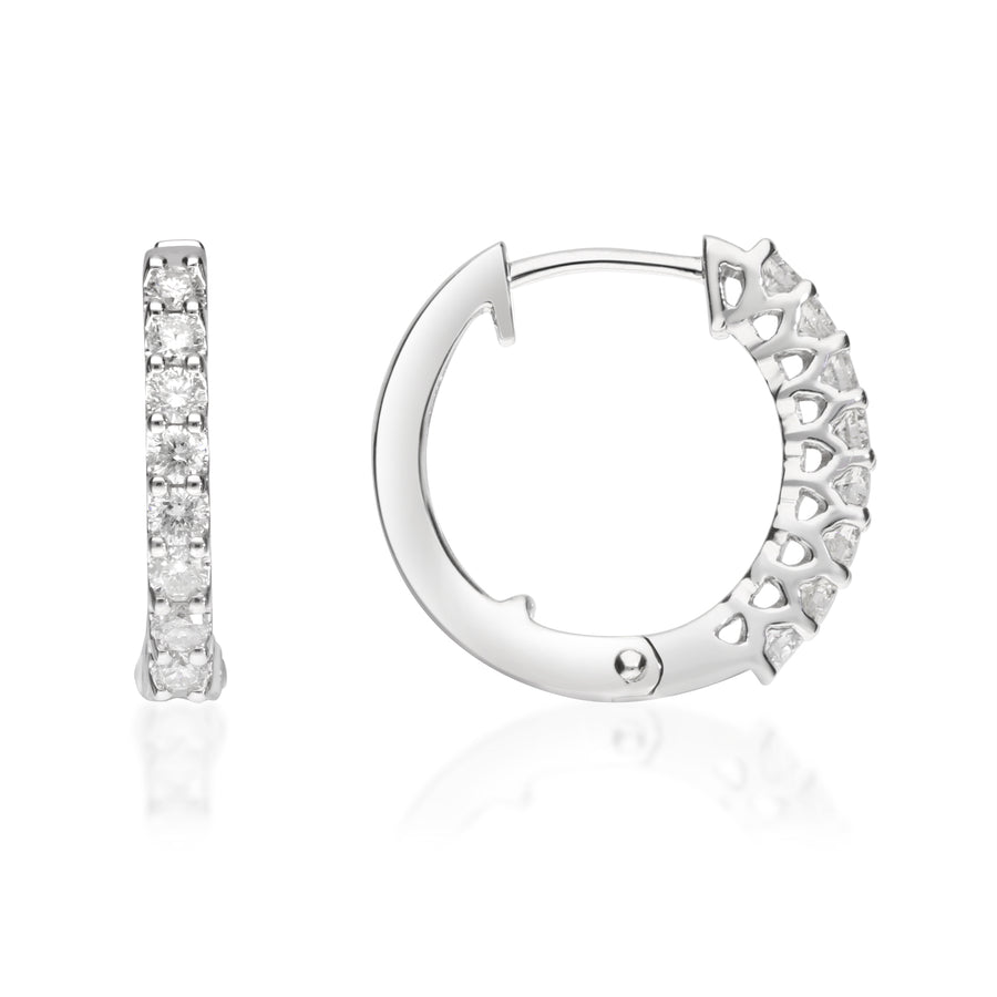 Celia Round-Cut White Diamond Earrings in 14K White Gold