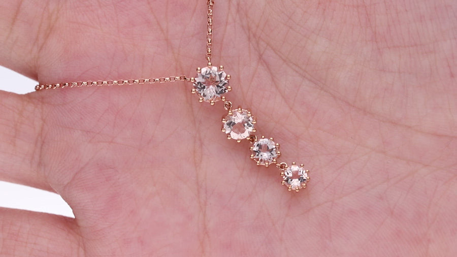 Judith 10K Rose Gold Round-Cut Madagascar Morganite Pendant