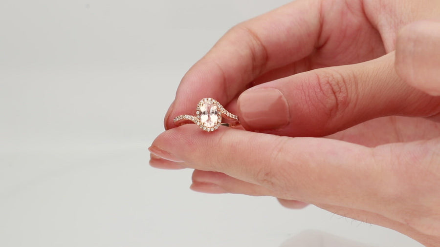 Miriam 10K Rose Gold Oval-Cut Madagascar Morganite Ring