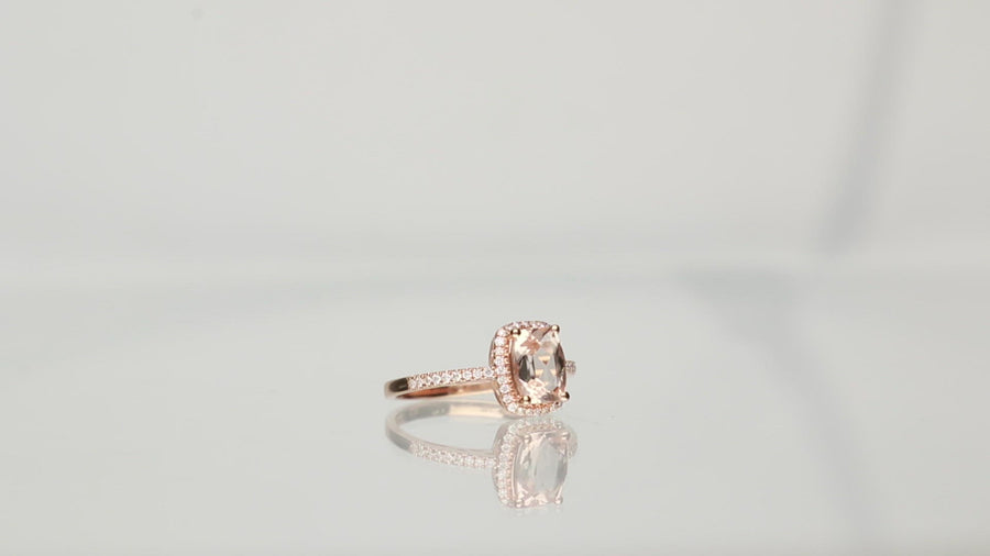 Theodora 10K Rose Gold Cushion-Cut Madagascar Morganite Ring