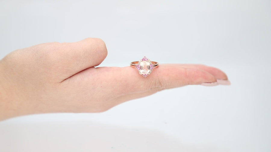 Estrella 14K Rose Gold Emerald-Cut Madagascar Morganite Ring